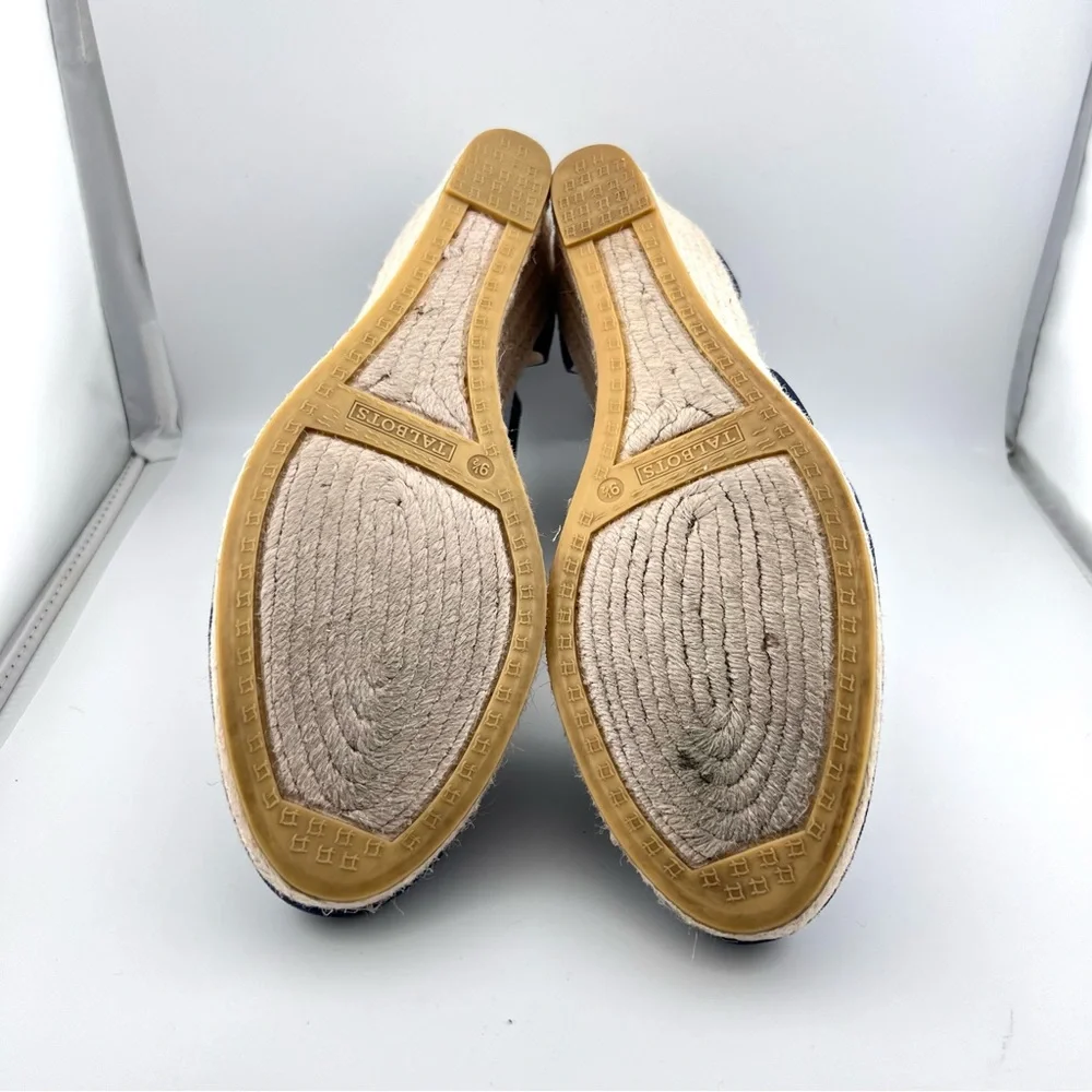 Talbots Navy Canvas Espadrille Wedge Sandals
